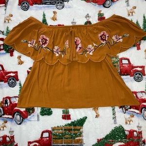 Xhilaration‎ Orange Off the Shoulder Blouse